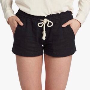 Black Pull On Low Rise Linen Blend Shorts by Have Los Angeles Size Small